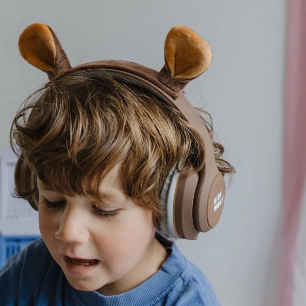 KIDYWOLF belaidės vaikiškos ausinės su keičiamomis lokio ausimis, KIDYEARS-BT-BEAR