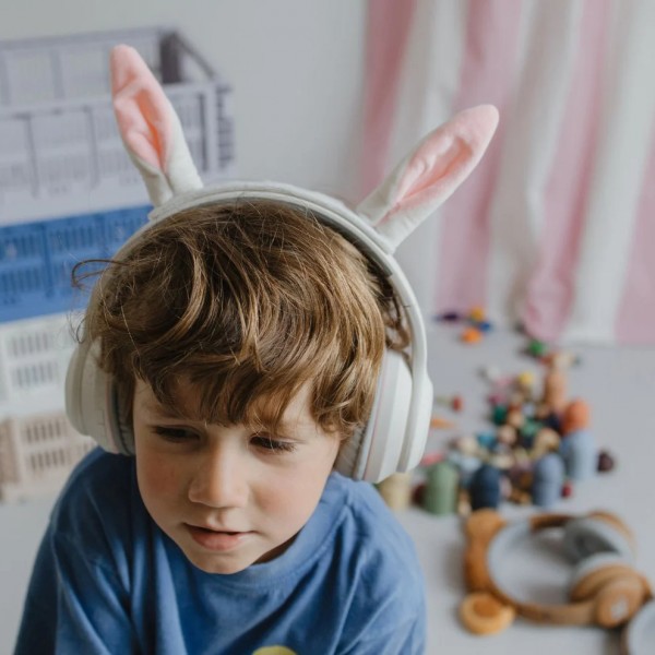 KIDYWOLF belaidės vaikiškos ausinės su keičiamomis triušio ausimis, KIDYEARS-BT-RAB